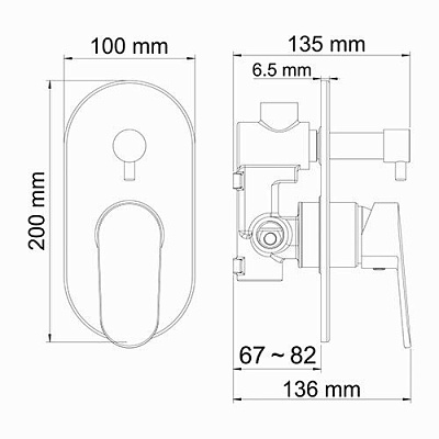 Смеситель для ванны и душа WasserKRAFT Donau 5341