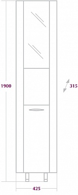 Пенал угловой Оника Дюна 30 см с зеркалом правый 403036