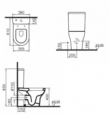 Vitra унитаз-компакт Zentrum, Оpen-back, микролифт, 9012B003-7204