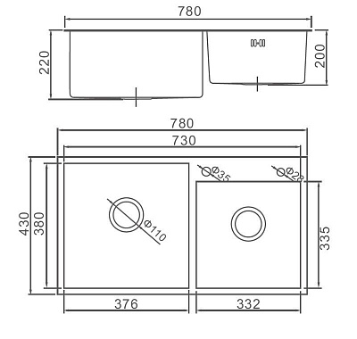 Мойка для кухни из нержавеющей стали Gerhans K37843G-S